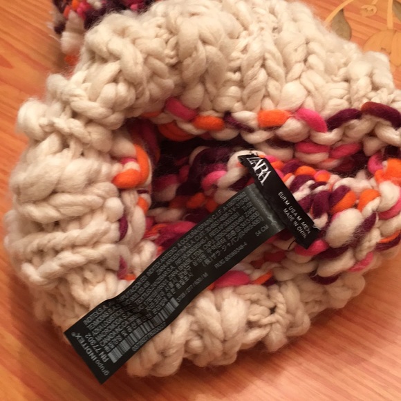 Zara knit chunky oversized winter multicolored fringe scarf - Picture 9 of 15